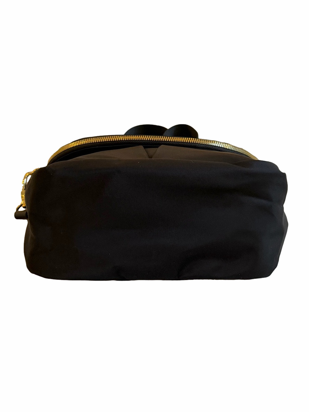 Quince Black Revive Nylon Foldover Crossbody Bag NWOT Adjustable Strap Gold Zip - Picture 6 of 13
